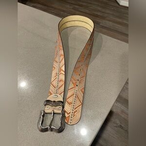 NANNI genuine leather made in Italy print studded belt